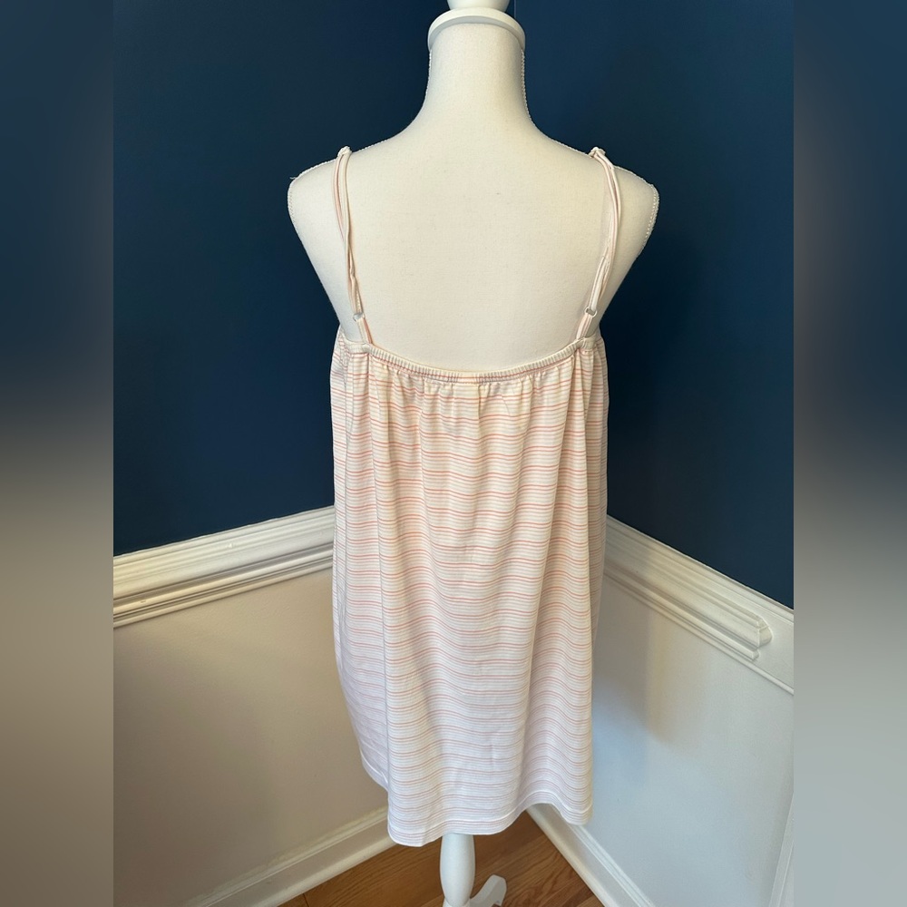Lake Pajamas CloudPima Ruffle Nightgown Pink Stripe - Picture 6 of 8